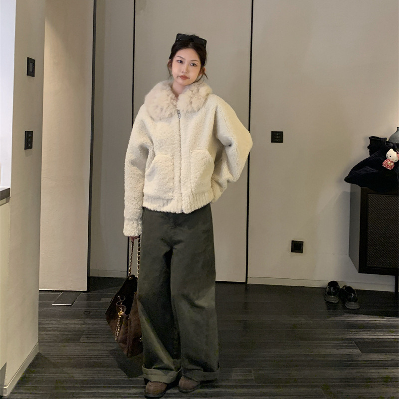 เปิดตัวเสื้อโค้ทกันหนาว ผ้ากำมะหยี่ ปกขนสัตว์ หนาอบอุ่น สไตล์เกาหลี สำหรับผู้หญิง ฤดูหนาว