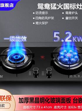 新飞天然气燃气灶家用双灶炉具一级能效猛火液化气煤气灶嵌入式