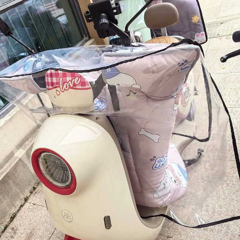 电动车挡风被防雨罩透明加大加厚摩托车车头前挡防尘防水保护罩 - 图3