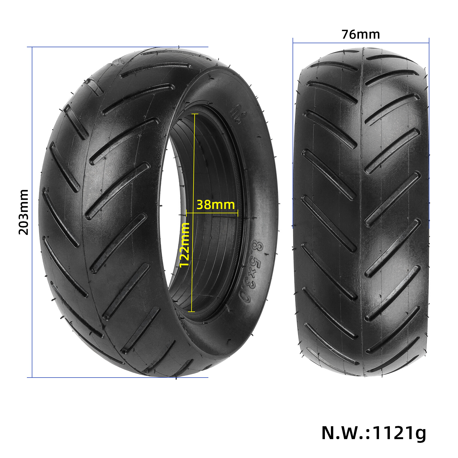 8.5*3电动滑板车轮胎8 1/2x3折叠踏板车8.5x3.0防爆胎耐磨实心胎-图0