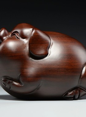 花梨木雕猪雕刻摆件一对十二生肖木猪红木家居店铺装饰工艺品送礼