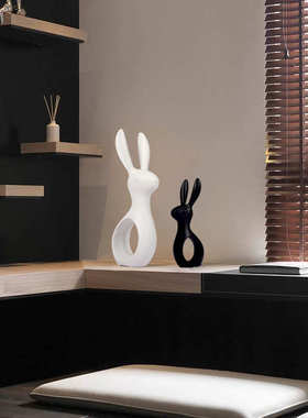 酒柜装饰品摆件北欧创意家居客厅陶瓷兔书房摆设电视柜工艺品摆件