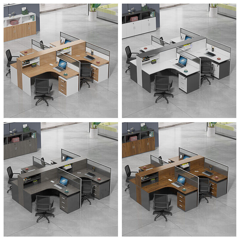 震达风财务办公桌椅组合办公室家具简约现代职员办公桌工位F型3人 - 图2