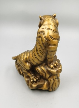 仿古铜摆件虎虎生威优质黄铜精致厚重做工家居装饰礼品开业器型