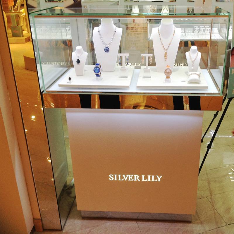 精品珠宝戒指玻璃展示柜 设计安装一体式 饰品项链带灯条展示台,淘宝优惠券,粉丝福利购,淘宝优惠卷