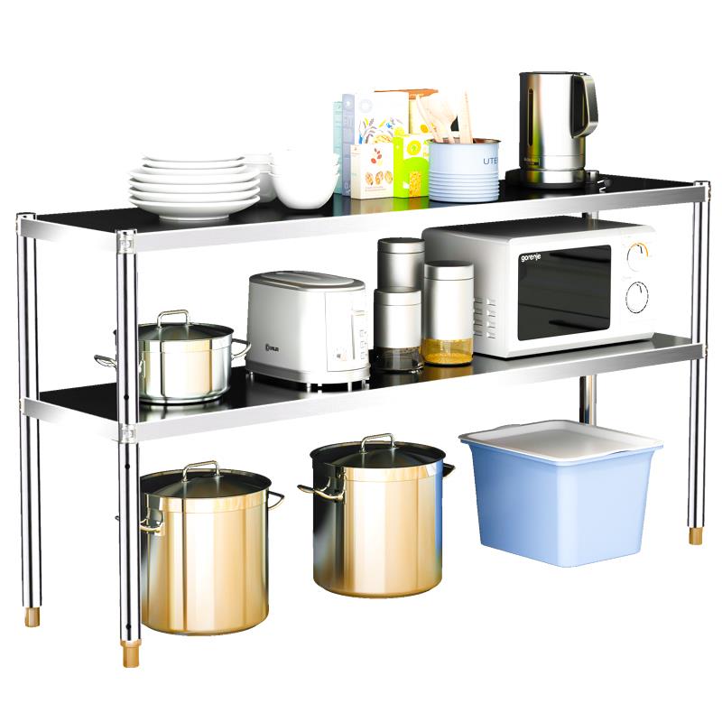 厨房落地两层餐边柜双层柜子不锈钢置物架货架桌子收纳边桌储物柜 - 图2
