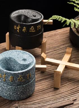 陶迷创意石磨烟灰缸陶瓷家用大容量防飞灰个性车载磨砂烟缸摆件