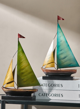 复古一帆风顺帆船摆件客厅电视柜酒柜玄关办公桌装饰品轻奢高级感