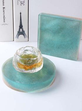 北欧in风透明树脂沙滩海滩茶道家居饰品咖啡托盘装饰简约几何摆件