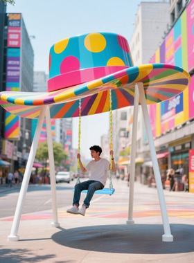 新疆包邮户外秋千椅庭院装饰品打卡景区公园民宿网红游乐园拍照双