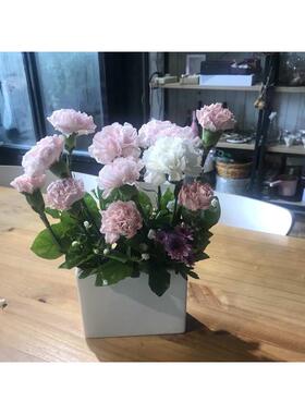 陶瓷高长方形黑白色花盆简约现代花瓶工艺品家居饰品摆设摆件装饰