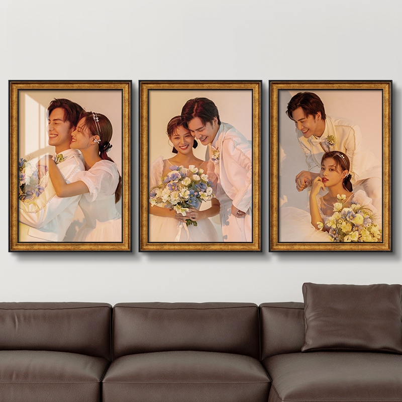 婚纱照相框 挂墙放大定制 打印加洗主卧卧室床头结婚照片精修相片