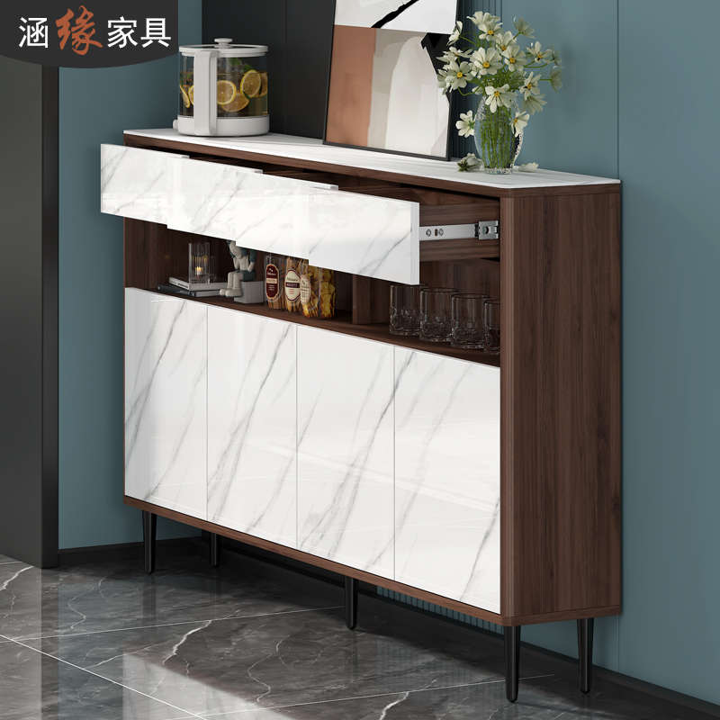 轻奢岩板超薄餐边柜窄型25cm现代简约茶水柜碗柜厨房收纳柜7G182 - 图1