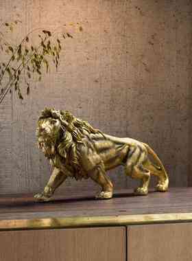新中式雄狮子树脂摆件创意客厅玄关电视柜旁家居装饰品办公室摆设