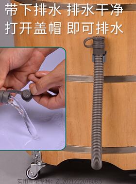 泡脚桶木桶带轮子带排水足浴桶过小腿高深桶家用木质洗脚桶木盆