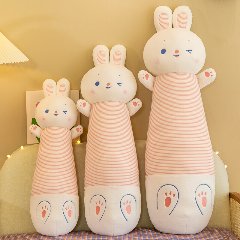 新款甜甜兔毛绒玩具公仔兔兔长条睡觉抱枕送女朋友情人节生日礼物 - 图3