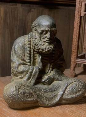 中式古风达摩佛像造景精品创意茶道茶桌装饰禅意家居玄关镇宅摆件