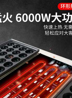方厨三板鱼丸炉商用章鱼小丸子机烤鱼丸炉虾扯蛋章鱼丸子厂家批发