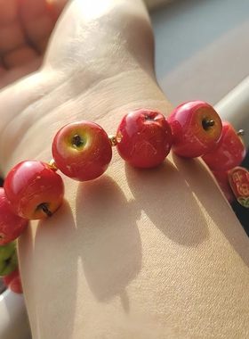 小众个性创意仿真苹果手串苹果ins风手链送闺蜜朋友礼物手饰精致