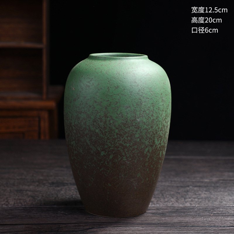 复古禅意陶瓷干花插花花瓶陶罐器子中式客厅家居粗花装饰制作手工 - 图0