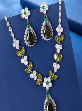 热卖新款新娘饰品水钻项链耳饰套装奢华轻奢大气锆石套装经典款