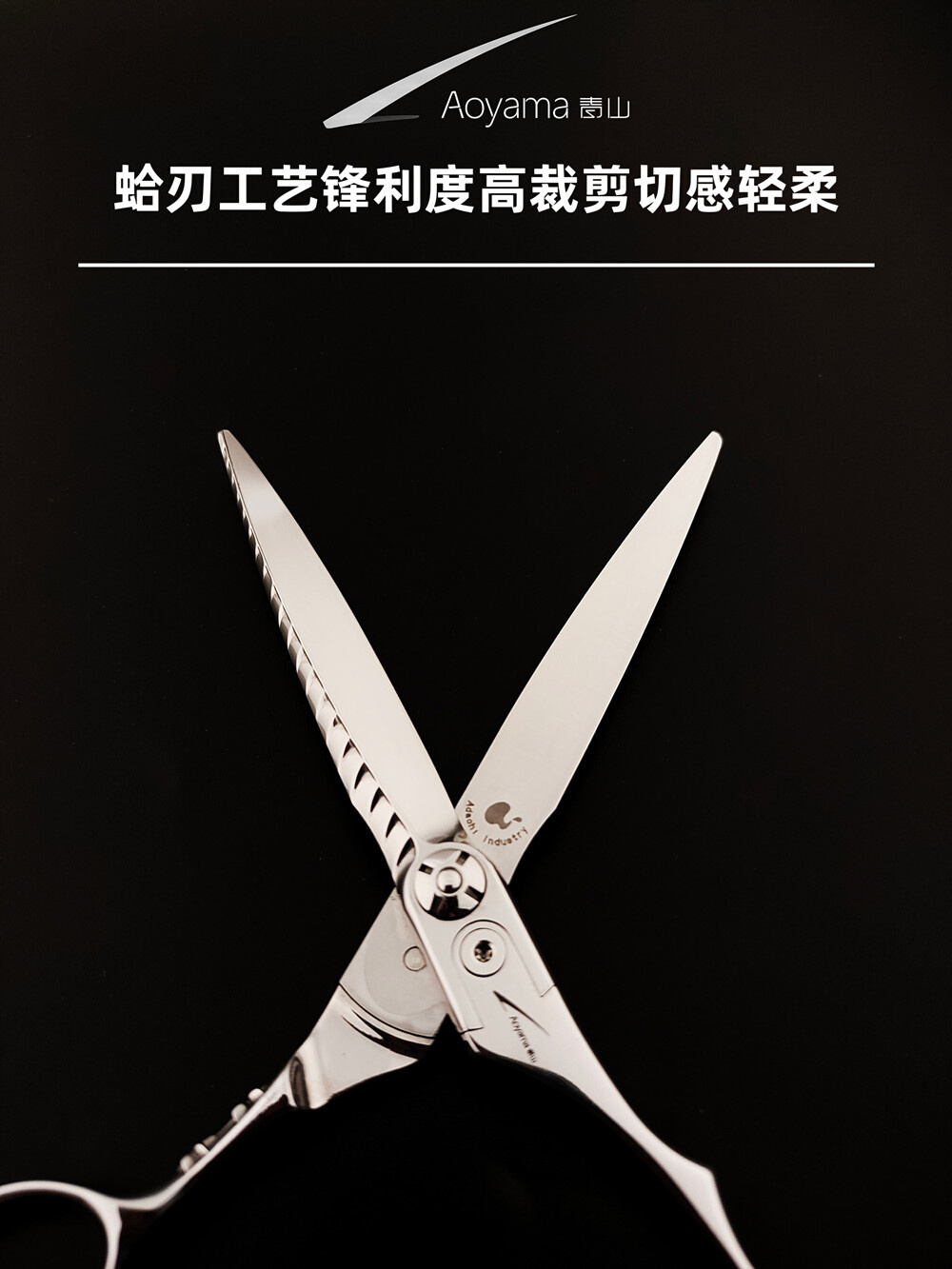 日本青山美发剪刀高端发型师鲸鱼雕花柄不跑发干湿两用综合6.3寸 - 图1