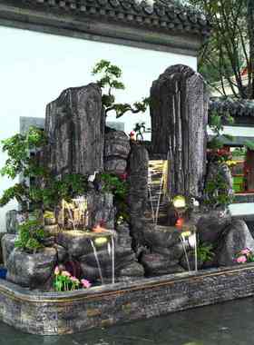 大型假山流水喷泉瀑布房屋庭院花园鱼塘摆件公司阳台酒店装饰景观