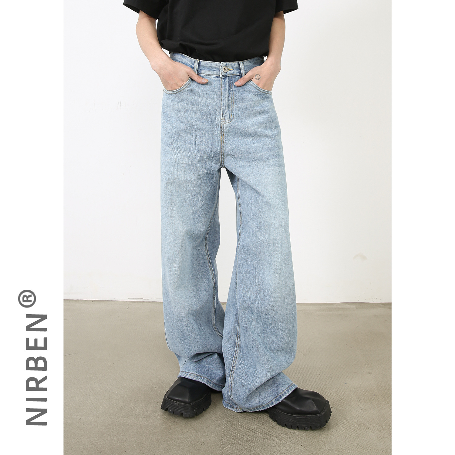 nirben Denim | กางเกงยีนส์ทรงตรง ตัวโคร่ง สไตล์เกาหลี หลากสี พื้นฐาน กางเกงผู้ชายแนวอเมริกัน อินเทรนด์