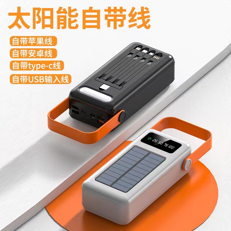 พาวเวอร์แบงค์พลังงานแสงอาทิตย์ความจุสูงพิเศษ 100,000 mAh ชาร์จเร็ว ใช้เป็นไฟกลางแจ้งสำหรับแคมปิ้ง แหล่งจ่ายไฟเคลื่อนที่ พาวเวอร์แบงค์