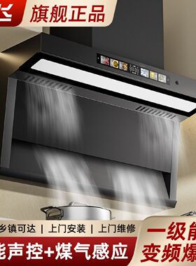 新飞吸油烟机7字大吸力顶侧双吸厨房家用抽油烟机语音控制变频款