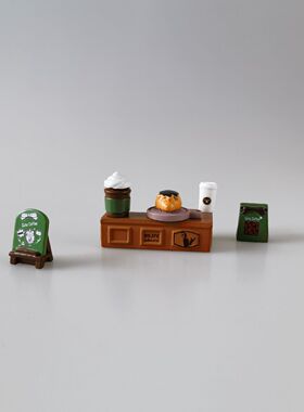 微缩仿真咖啡店招牌咖啡杯小摆件娃娃屋手办公仔造景装饰品配件