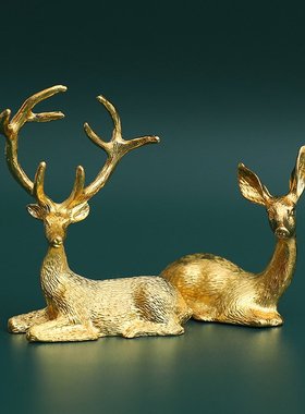 新品 迷你轻奢鹿摆件梅花鹿北欧装饰品现代简约客厅电视酒柜工艺
