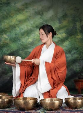 九喜玛纯手工颂钵冥想音钵疗愈铜钵钵唱歌钵音碗满月颂钵组合套钵