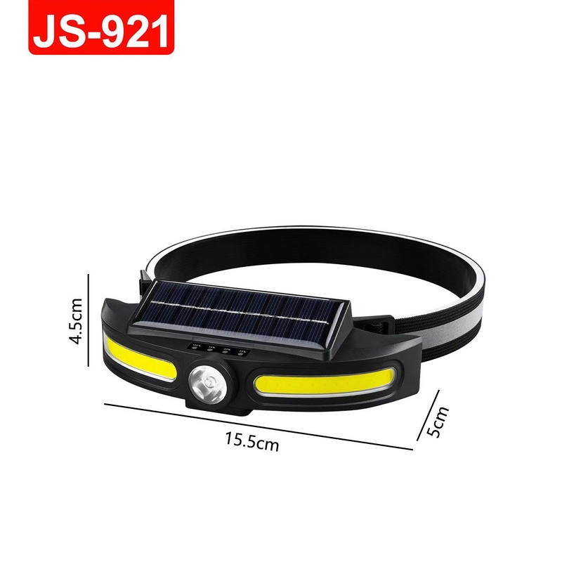 跨境头灯双光源远近光便携户外灯LEDUSB钓鱼太阳能充电骑行 - 图1
