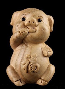 十二生肖摆件全套属相桃木小工艺品家居装饰品小摆件小饰品鼠牛兔