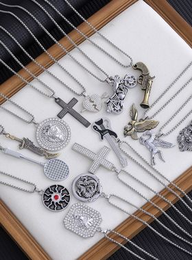 狼牙吊坠霸气真黑狗牙个性复古民族风钛钢链挂件衣服配饰轻奢潮