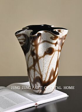 不规则中古花瓶高级感玻璃花瓶客厅摆件插花瓶样板间餐桌装饰花瓶