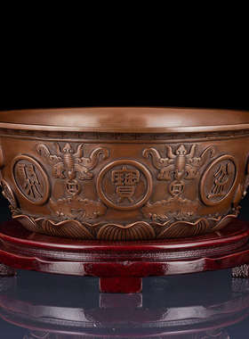 实心纯铜聚宝盆摆件办公室招财铜聚宝盆客厅装饰品聚宝盆礼品摆件