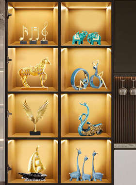 轻奢酒柜装饰品摆件客厅电视柜高端大气上档次玻璃柜现代家居摆设