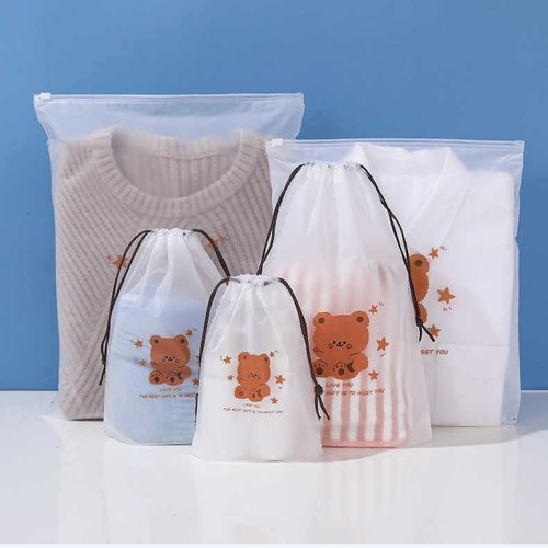 加工定制化妆品自封袋服装包装袋磨砂透明拉链袋束口袋可降解环保 - 图1