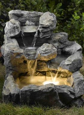 仿石假山流水生财喷泉摆件户外阳台花园庭院循环水车落地景观装饰