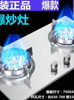 大火力新款加厚不锈钢双灶头直喷九腔家用节能台嵌两用猛火燃气灶
