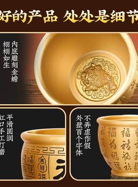 灵机生活馆宣百福铜缸摆件聚宝盆铜米缸置业办公桌开业送礼工艺品