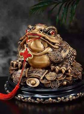 招财金蟾摆件三足蟾蜍开业乔迁礼品金蝉店铺办公室收银台装饰品