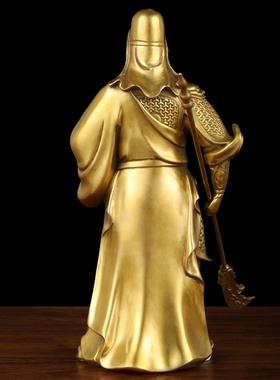 纯黄铜关公关二爷摆件家用武财神关羽像客厅公司店铺供奉开业摆件