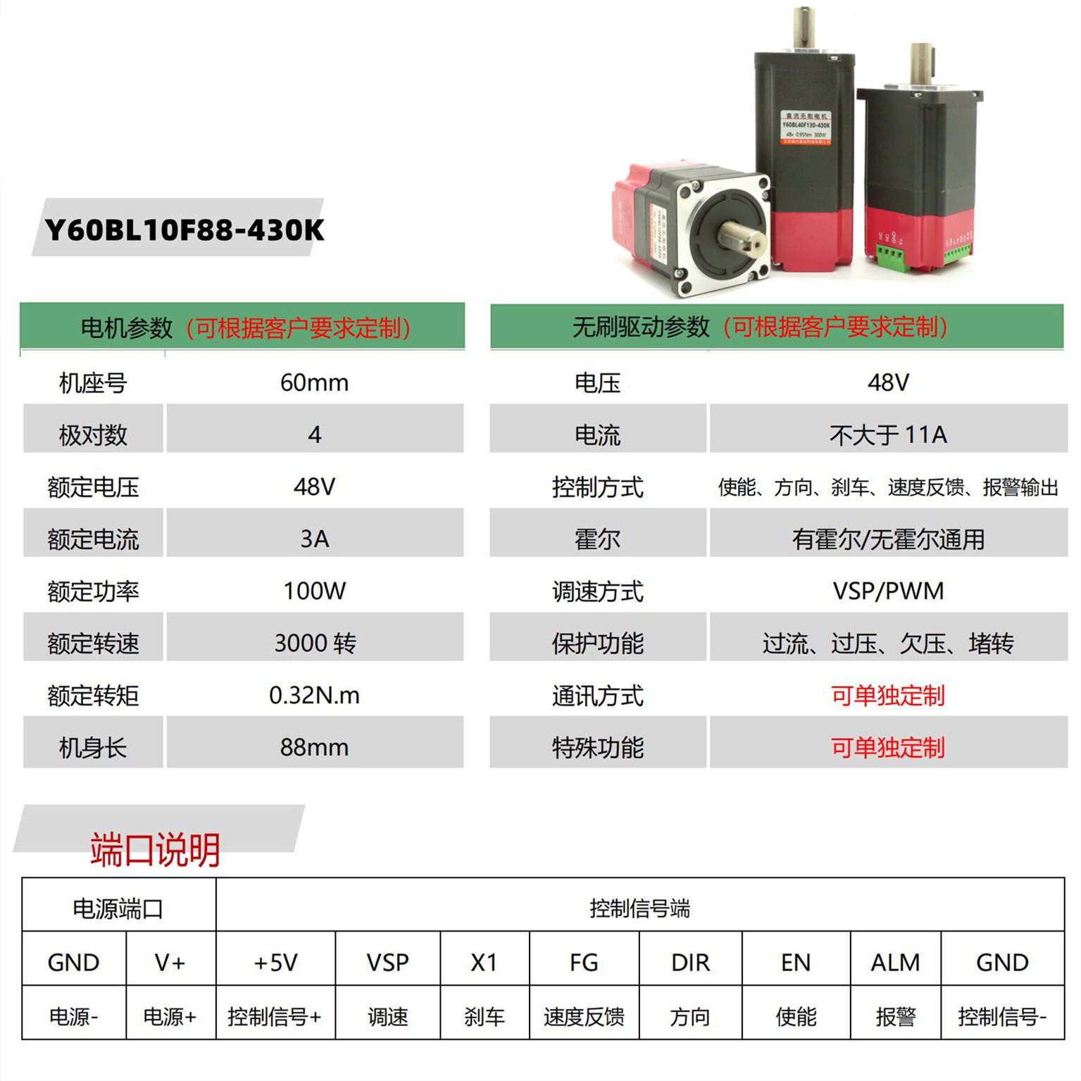 60直流无刷电机驱动器一体机24/48V电压功率100W/200W/300W3000转-图3