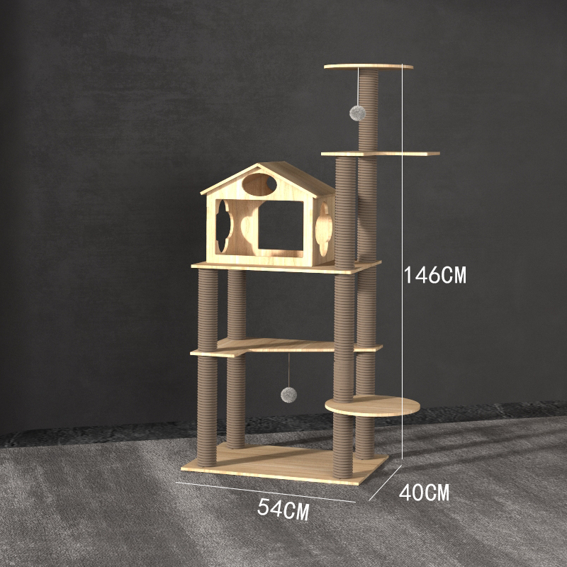 猫爬架猫窝猫树一体猫架玩具剑麻猫爬柱太空舱别墅大型多层猫爬架 - 图1