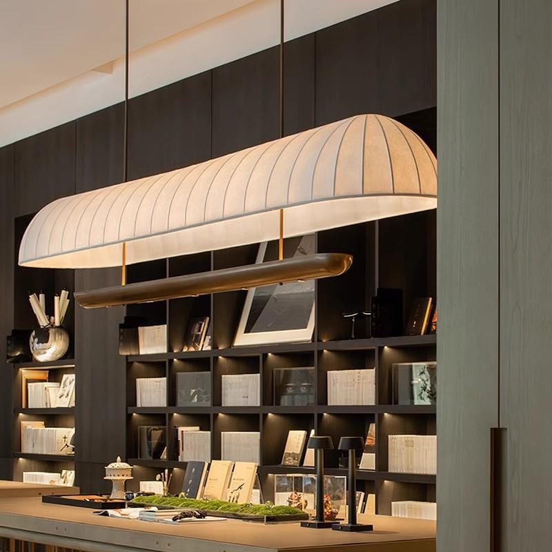 侘寂风餐厅吊灯复古布艺酒店岛吧台餐桌茶室咖啡店收银台长条灯具,淘宝优惠券,粉丝福利购,淘宝优惠卷