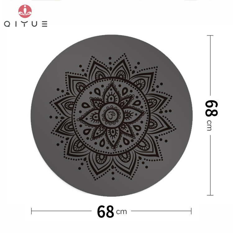 启悦圆形PU瑜伽垫天然橡胶土豪防滑女家用专业迷你打坐冥想地垫子-图2