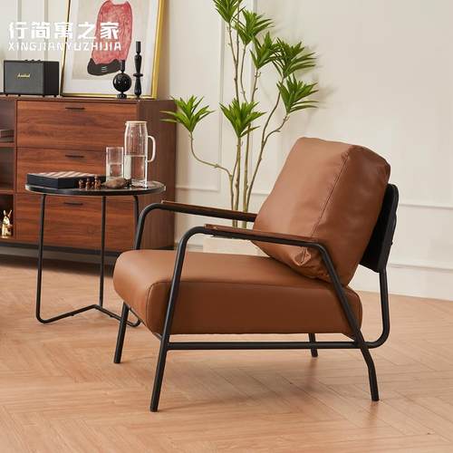 K8单人沙发椅轻奢单简休闲椅沙发位懒人小户型咖客厅艺椅极单人铁 - 图3